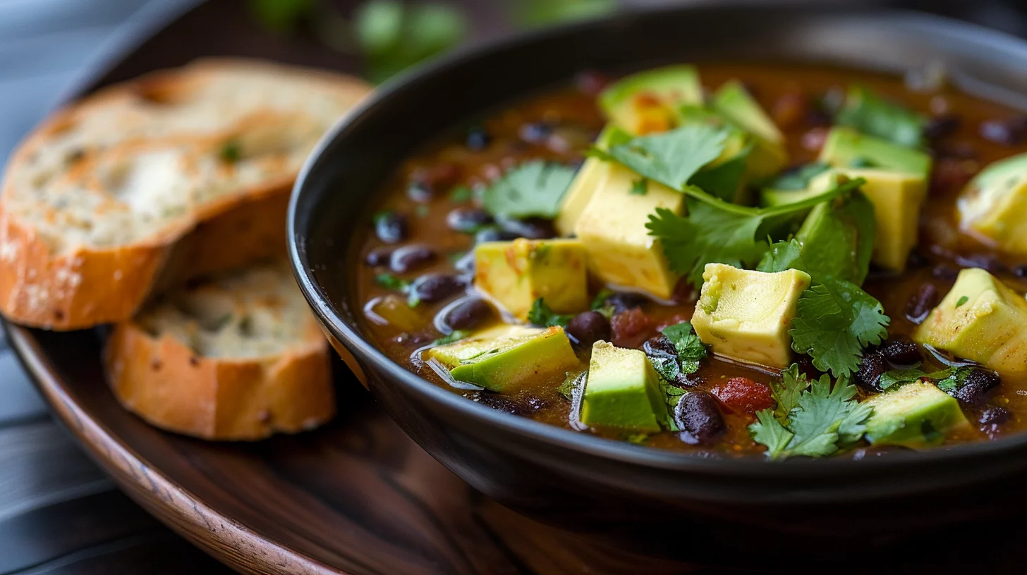 Spicy Black Bean Soup With Avocado