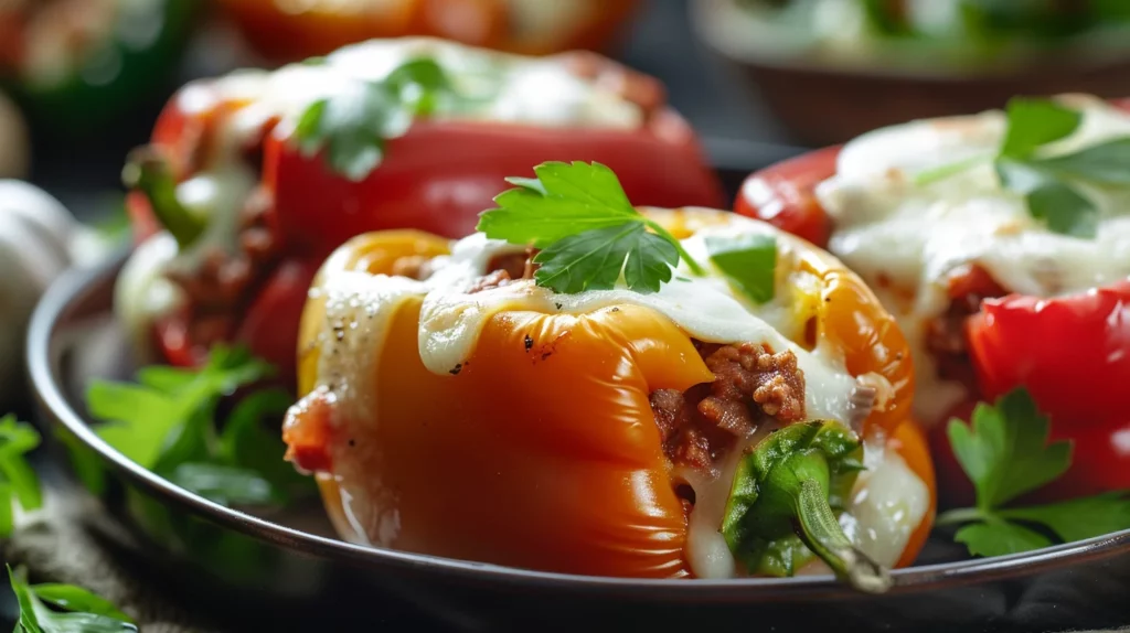 Venison Chili Stuffed Peppers