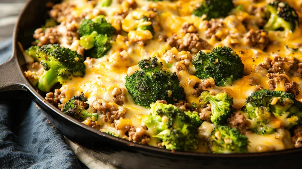 Cheesy Beef & Broccoli Skillet