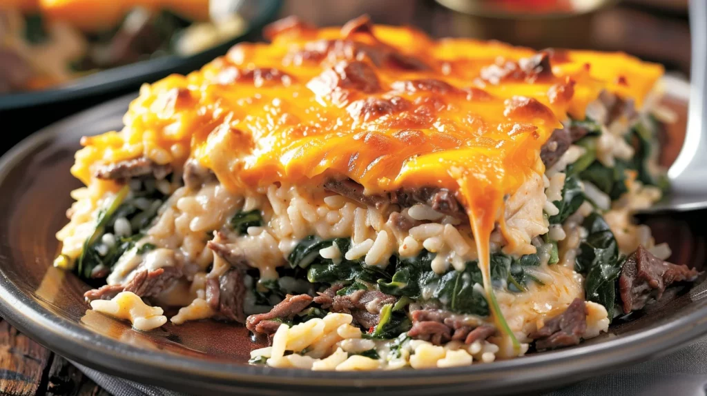 Cheesy Beef & Spinach Casserole