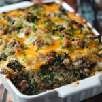Cheesy Beef & Spinach Casserole