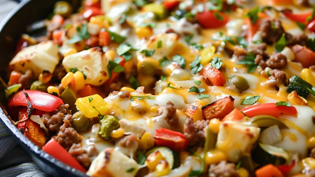 Cheesy Beef & Veggie Skillet