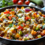 Cheesy Beef & Veggie Skillet