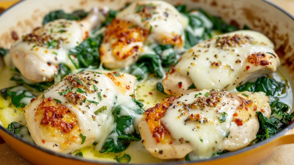 Cheesy Chicken & Spinach Skillet