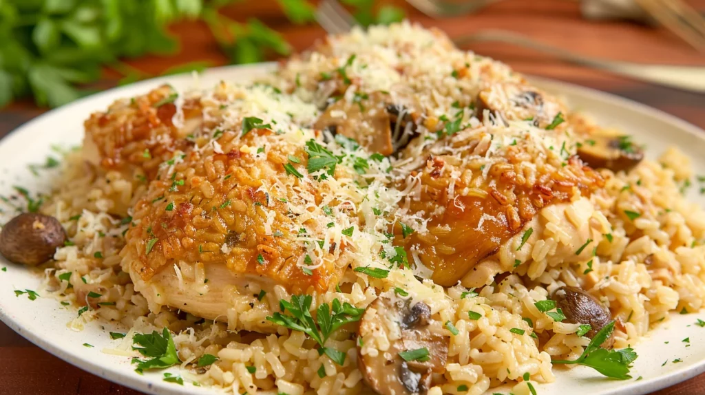 Chicken Mushroom Rice Bake