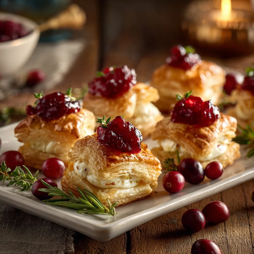 Delicious Cranberry Brie Bites served on a platter