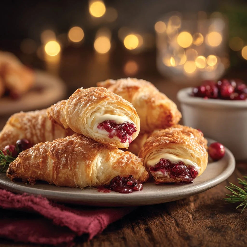 Cranberry Cream Cheese Crescent Bites served on a platter