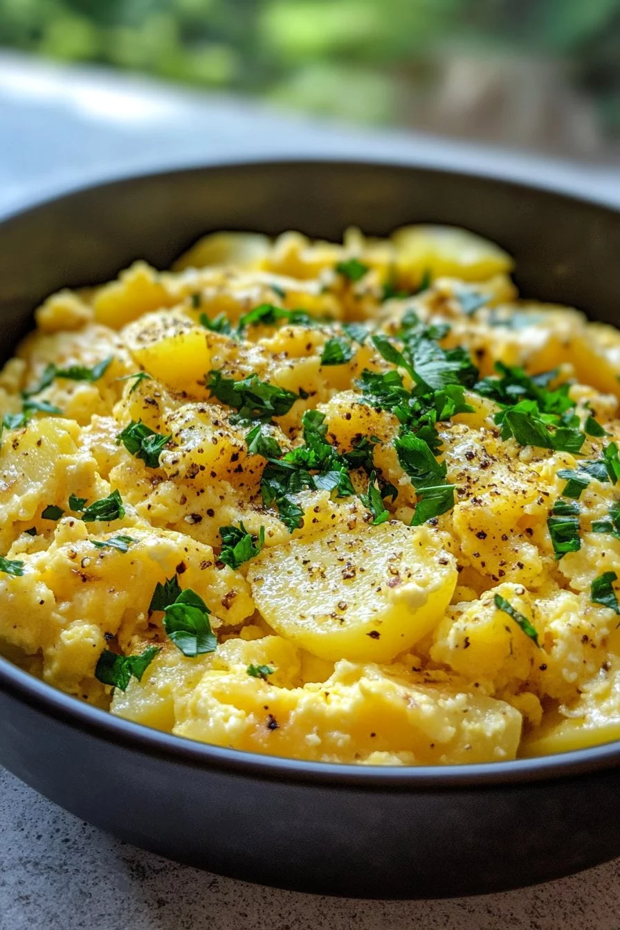 Cheesy Potato Egg Scramble