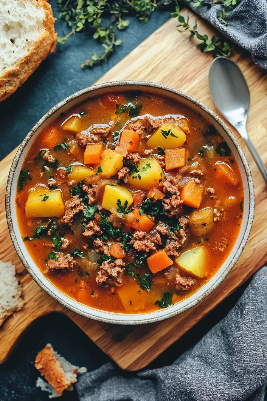 Cheesy Beef and Potato Soup