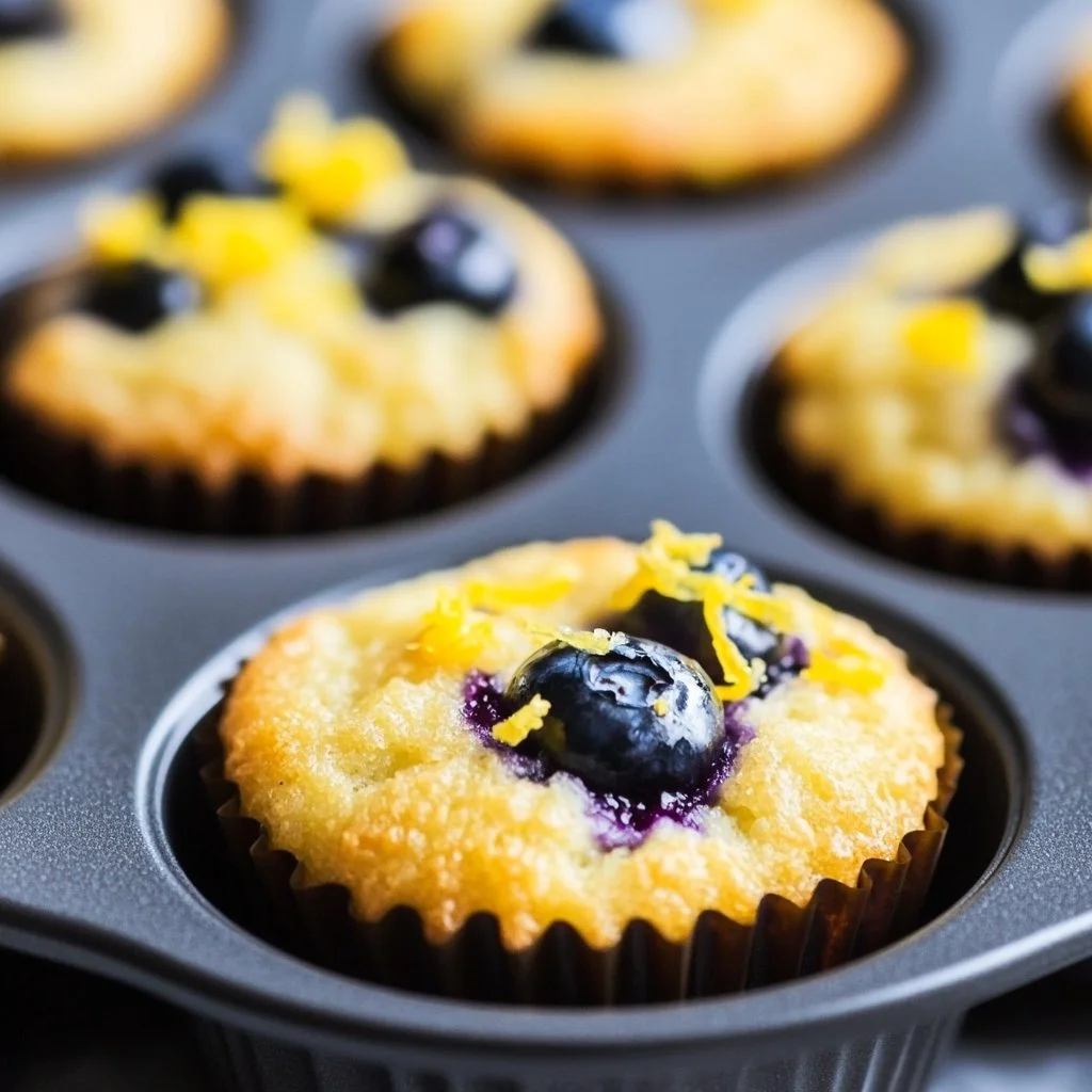Blueberry and lemon zest cottage cheese bites on a white plate
