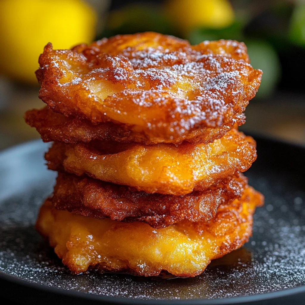 Crispy air fryer apple fritters served with cinnamon sugar.