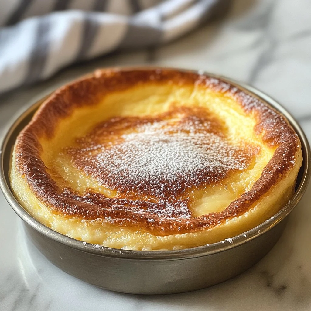 Fluffy homemade German Pancakes served with syrup and fruits