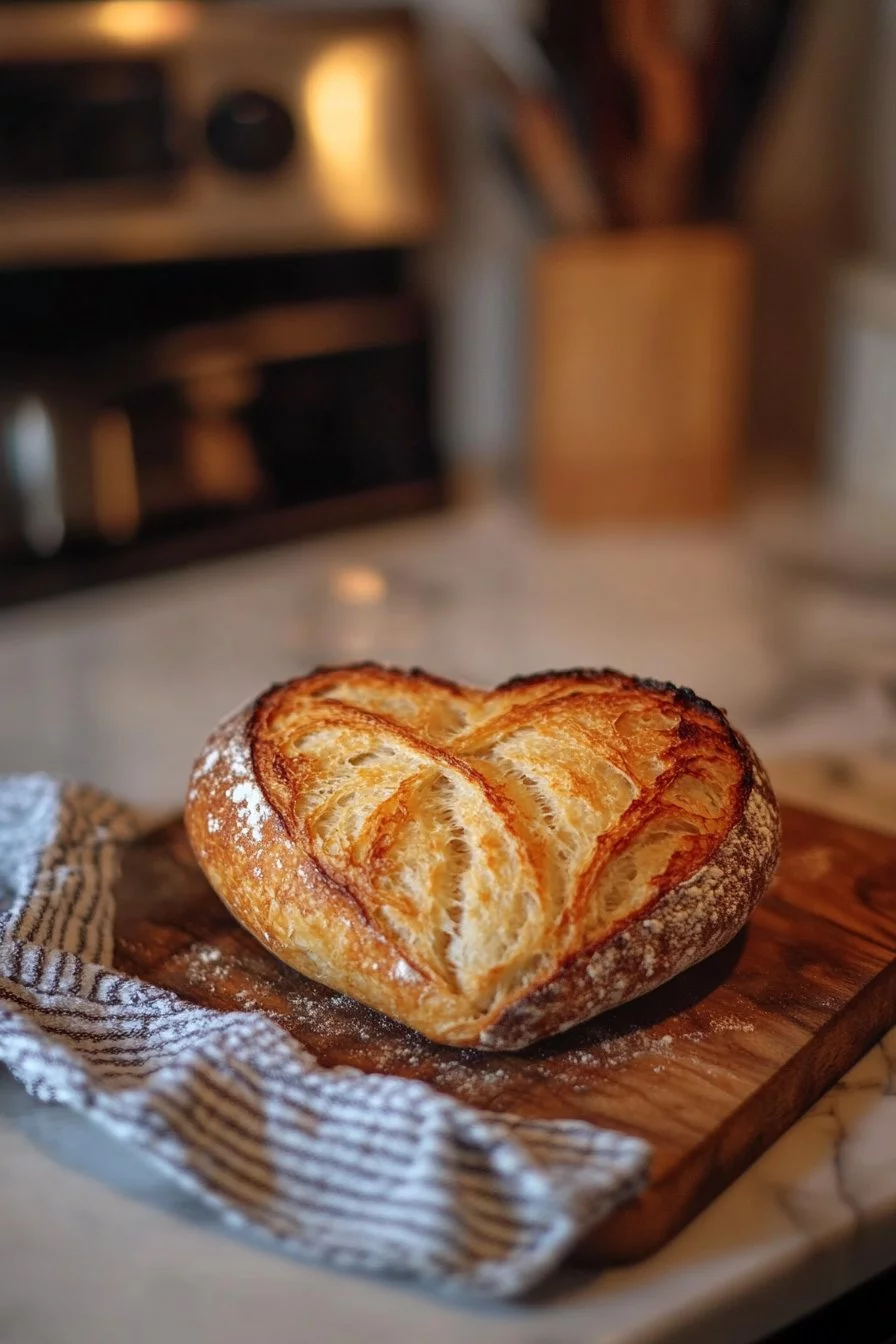 Heart Scored Sourdough Bread