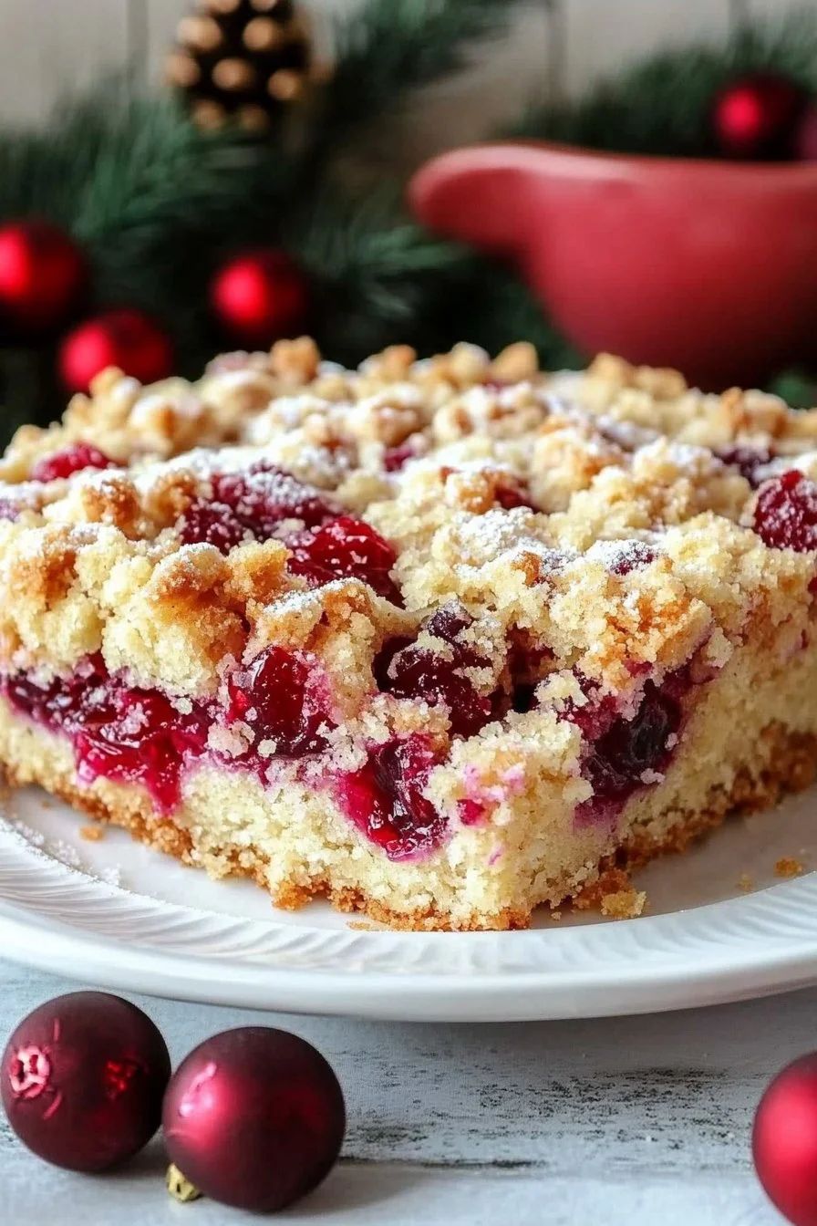 Christmas Cranberry Buckle with Sugar Cookie Streusel