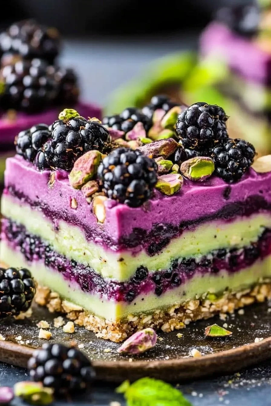 Blackberry Pistachio Dream Bars