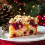 Christmas cranberry buckle dessert with sugar cookie streusel topping
