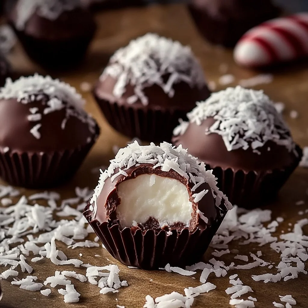Delicious homemade coconut cream truffles on a plate