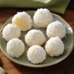 Delicious creamy coconut candies arranged on a plate
