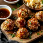 Healthy apple cider turkey meatballs served with a fresh side salad.