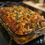 Delicious homemade turkey stuffing meatloaf served on a plate