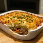 Delicious homemade Shepherd's Pie with savory filling and creamy mashed potatoes.