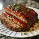 Delicious turkey meatloaf freshly baked, served with vegetables