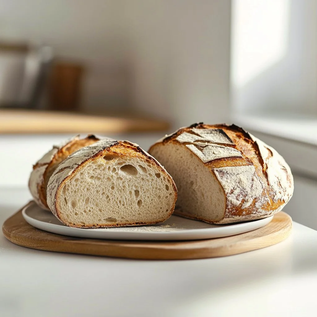 Delicious homemade sourdough bread fresh out of the oven