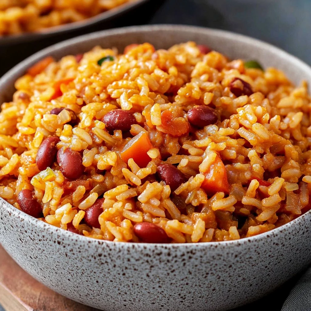 Delicious Spanish Rice and Beans served in a bowl