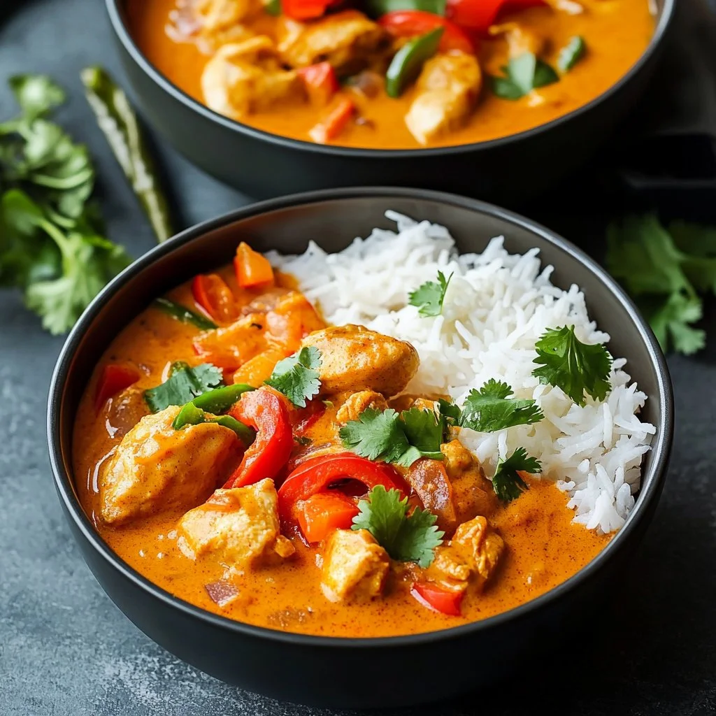 Delicious Thai Coconut Chicken served in a vibrant coconut sauce