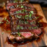 Cowboy Butter on grilled venison backstrap with fresh herbs