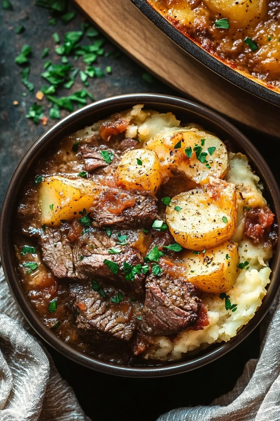 Crockpot Loaded Steak and Potato Bake