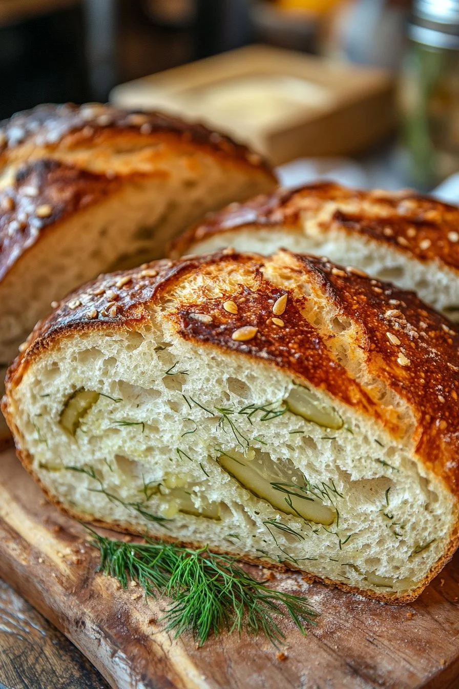 Crusty Dill Pickle Sourdough Bread