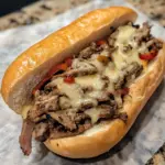 Delicious Easy Classic Philly Cheesesteak served with toppings