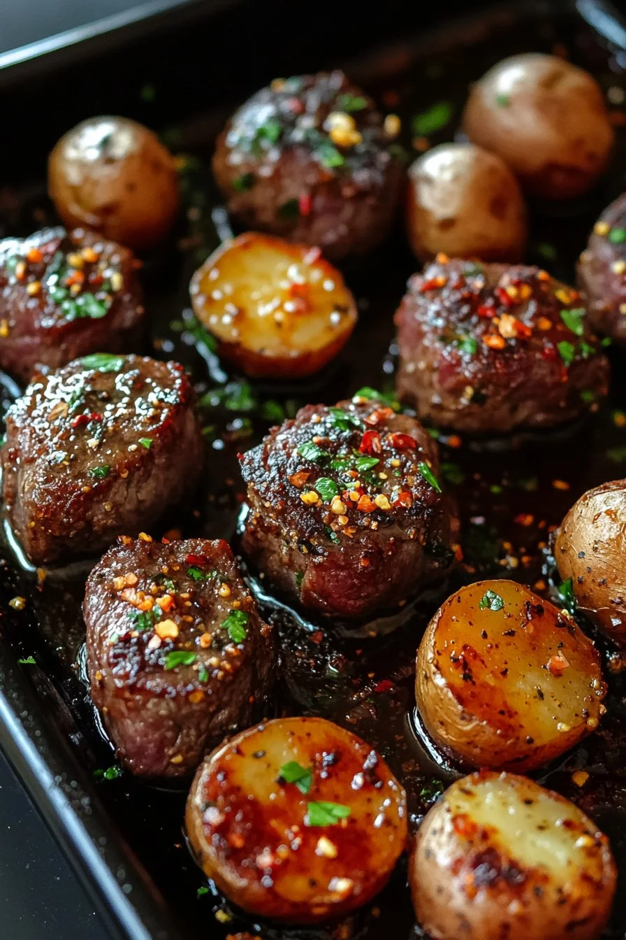 Garlic Butter Beef Bites with Baby Potatoes