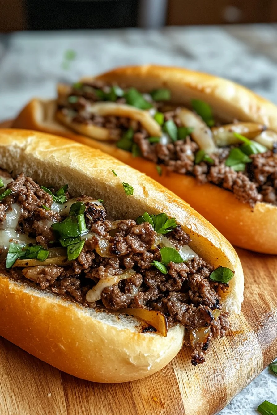 Ground Beef Philly Cheesesteaks