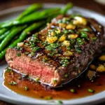 Herb Butter Beef Tenderloin Roast served on a white platter with fresh herbs