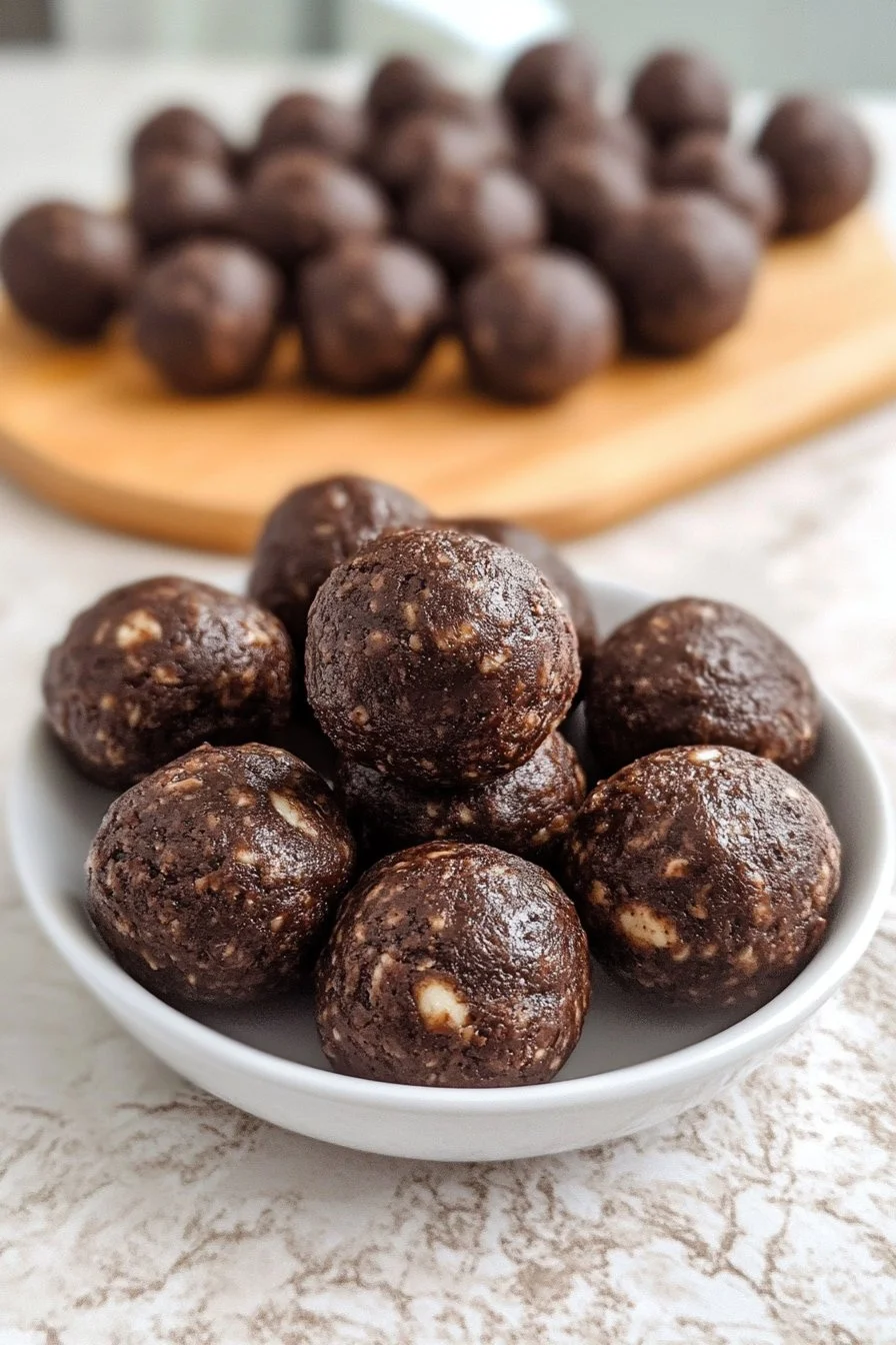 Ooey Gooey Brownie Batter Protein Balls (no bake and no blender required)
