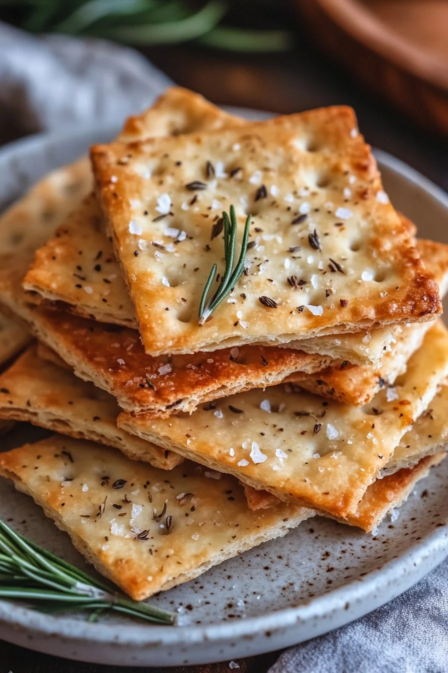 Rosemary Sea Salt Sourdough Crackers