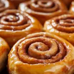 Freshly baked simple and easy cinnamon rolls on a table