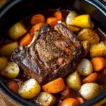 Simple venison pot roast with vegetables and herbs