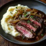 Delicious slow cooker braised steak served with vegetables