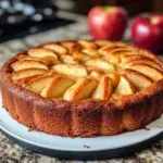 Sourdough apple cake with fresh apples and a golden brown crust