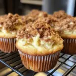 Delicious sourdough coffee cake muffins with a crumbly topping