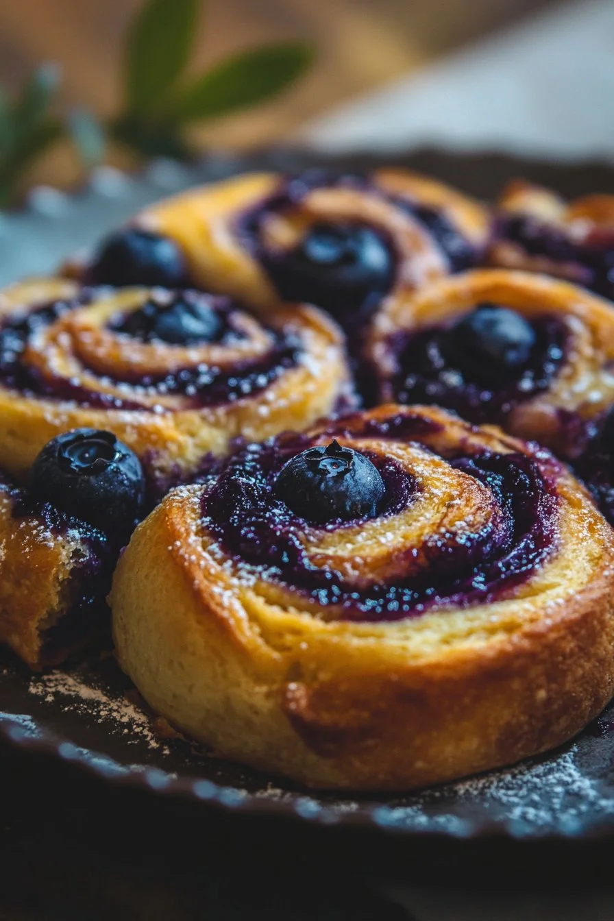 Sourdough Discard Lemon Blueberry Rolls
