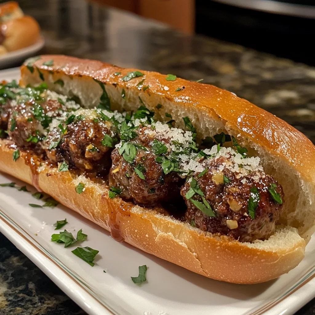 Delicious venison meatball subs served with fresh toppings and sauces