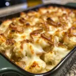 Delicious baked cauliflower with Gruyère cheese and caramelized onions