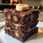 Deliciously moist banana bread brownies topped with chocolate chips