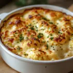 Delicious cheesy cauliflower au gratin topped with golden breadcrumbs and melted cheese