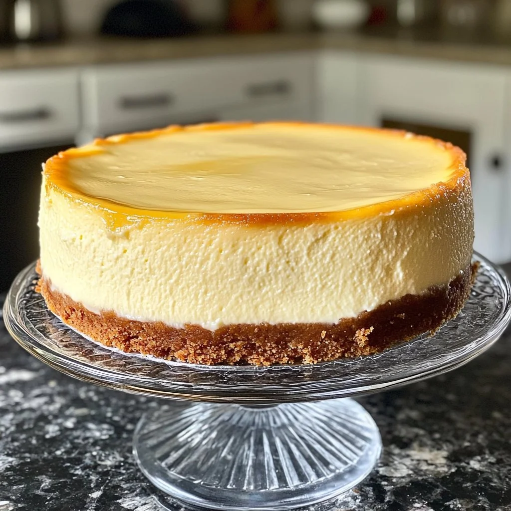 Slice of the best New York Style Cheesecake topped with fresh strawberries.