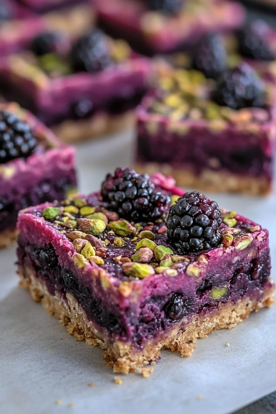 Blackberry Pistachio Dream Bars
